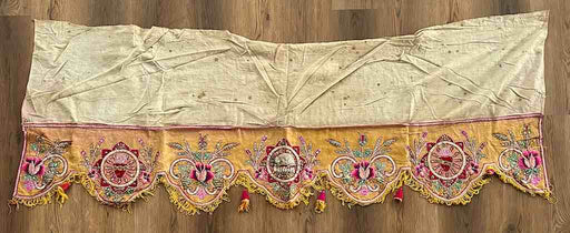 Antique Vietnamese Catholic Lamb of God Flaming Heart Design Authentic Ecclesiastical Cloth Altar Textile
