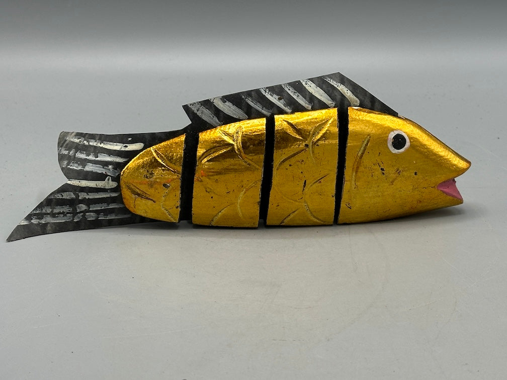 Vietnamese Wooden Fish Articulated Puppet Sculpture
