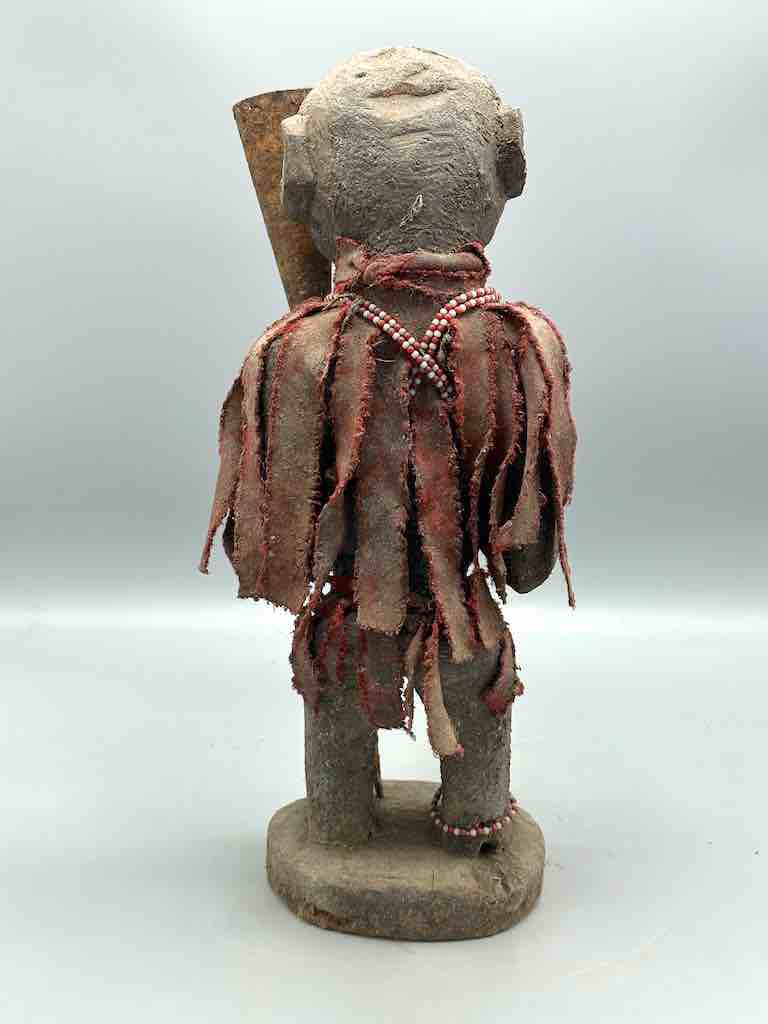 Vintage Fon Standing Man Large Penis Holding Gong Fetish Statue | 15" - Benin