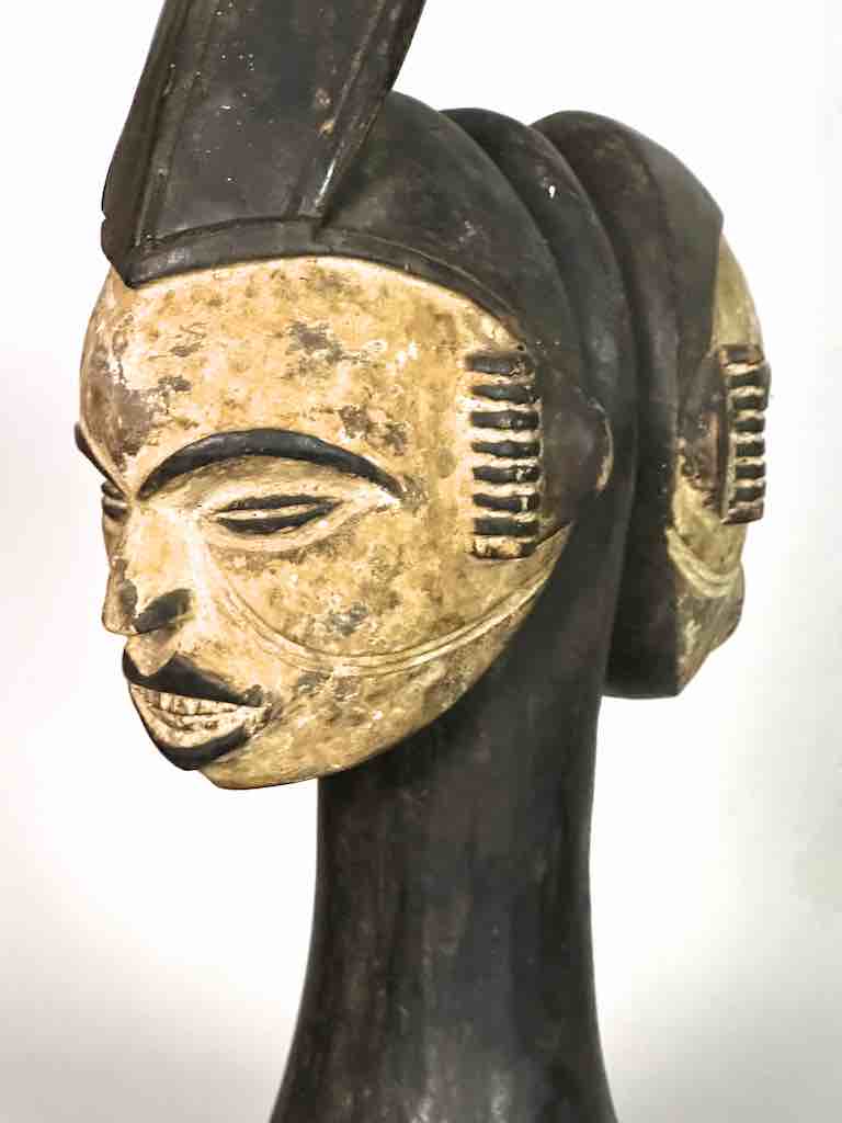 Vintage Igbo Janus Heads Dance Crest Statue | 24" - Nigeria