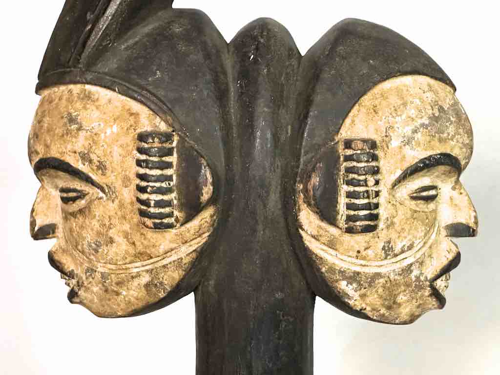 Vintage Igbo Janus Heads Dance Crest Statue | 24" - Nigeria