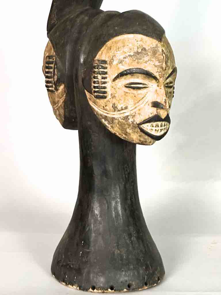 Vintage Igbo Janus Heads Dance Crest Statue | 24" - Nigeria