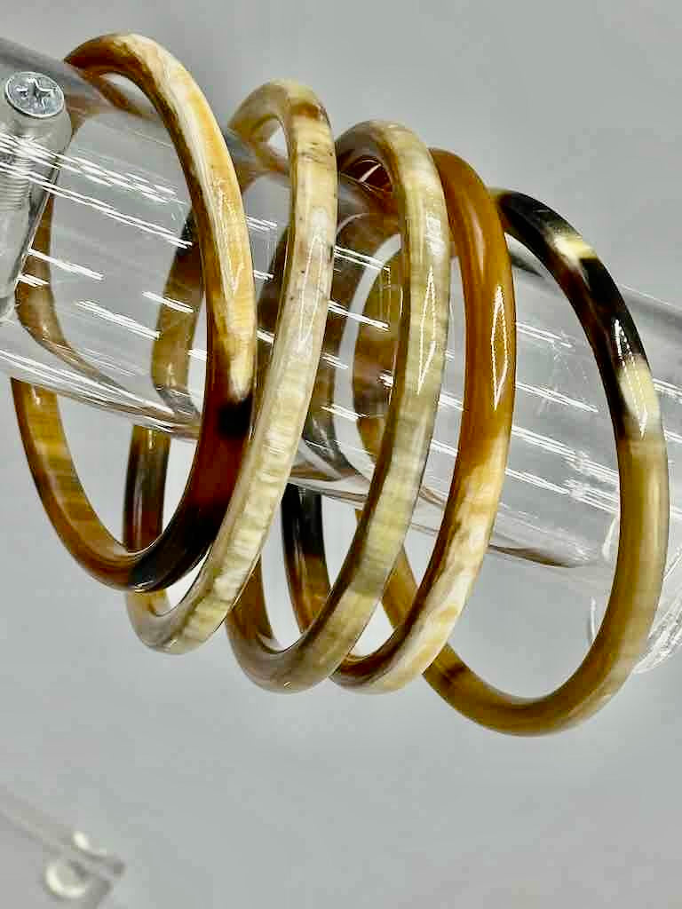 Thicker African cow horn bangle, 5 shades