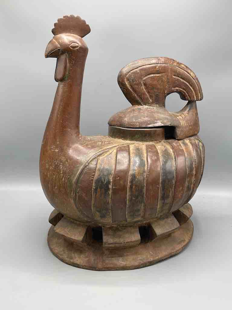 Large Wooden Chicken Motif Ritual Container | Ivory Coast, Africa