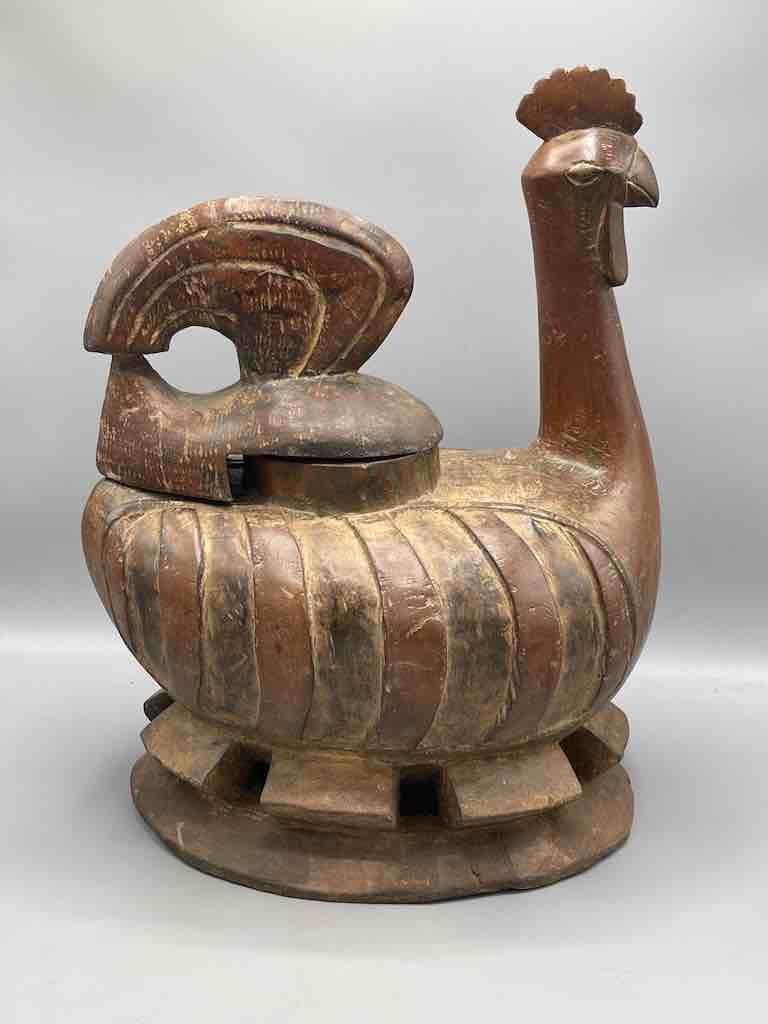 Large Wooden Chicken Motif Ritual Container | Ivory Coast, Africa