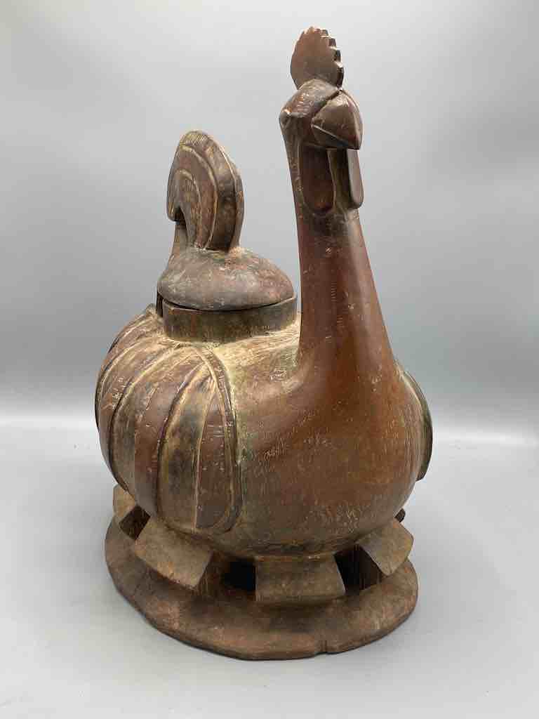 Large Wooden Chicken Motif Ritual Container | Ivory Coast, Africa