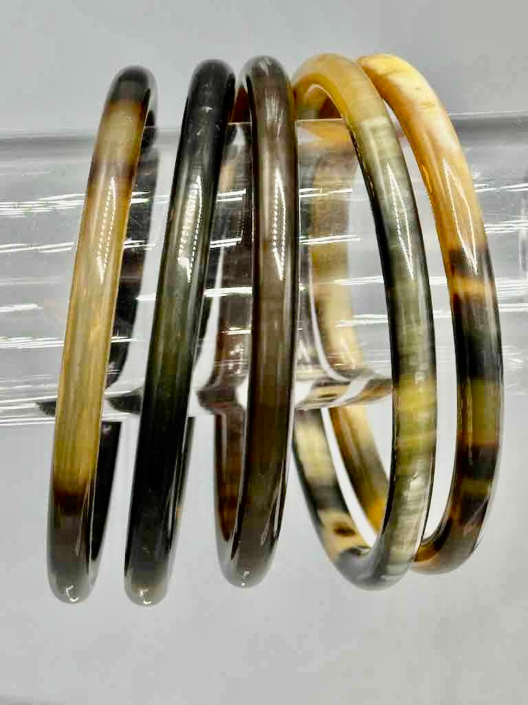 Thicker African cow horn bangle, 5 shades