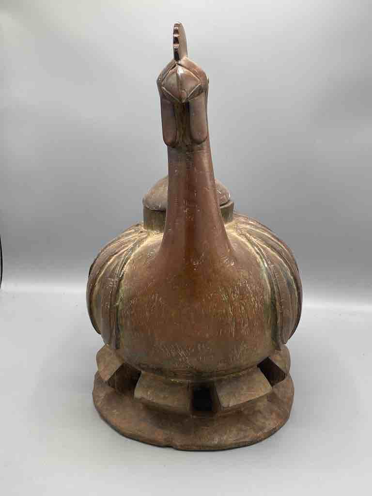 Large Wooden Chicken Motif Ritual Container | Ivory Coast, Africa