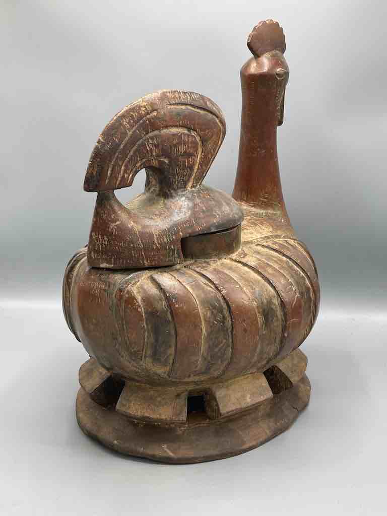 Large Wooden Chicken Motif Ritual Container | Ivory Coast, Africa