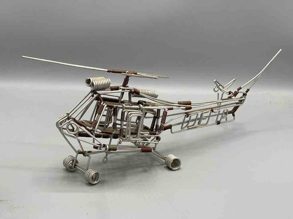 Large One of a Kind African Recycled Wire Toy Helicopter - Niger