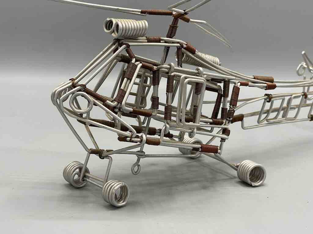 Large One of a Kind African Recycled Wire Toy Helicopter - Niger