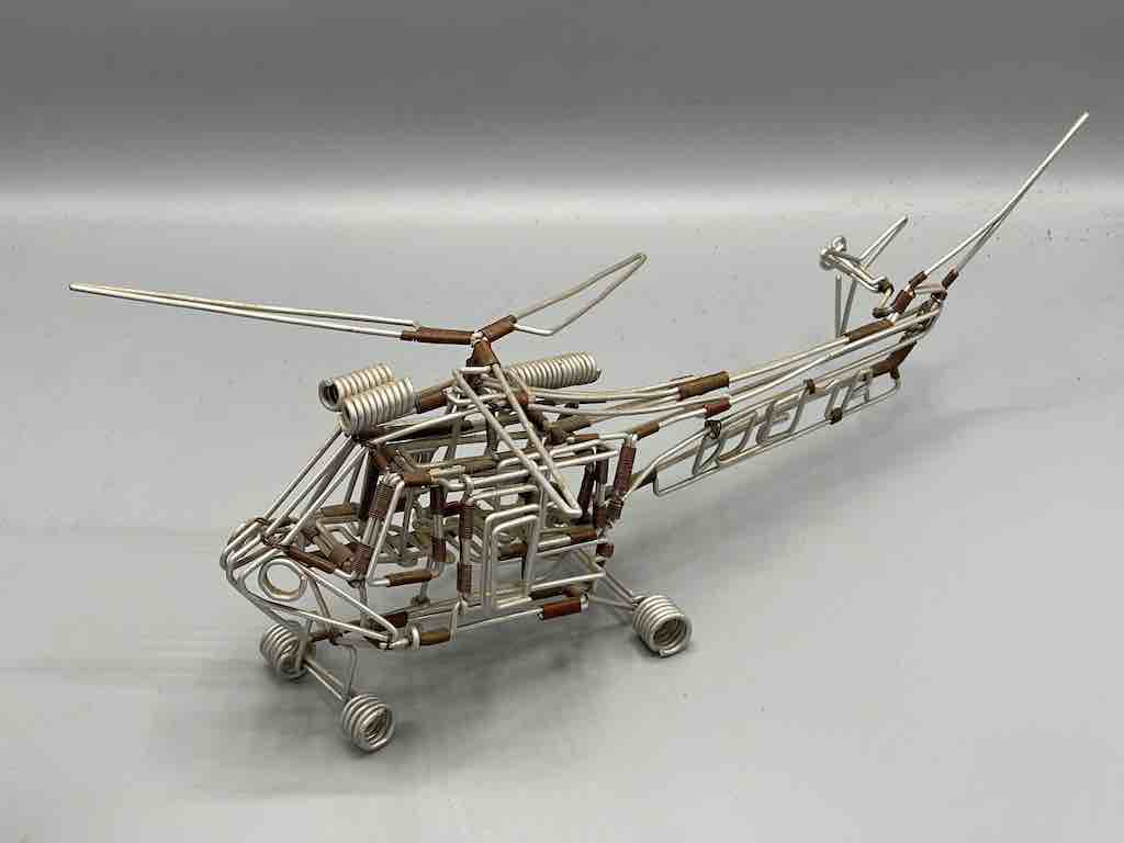 Large One of a Kind African Recycled Wire Toy Helicopter - Niger