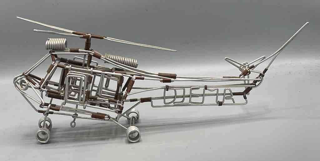 Large One of a Kind African Recycled Wire Toy Helicopter - Niger