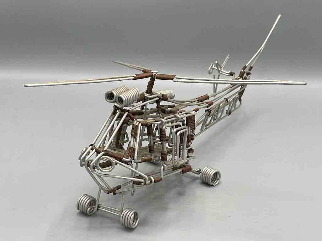 Large One of a Kind African Recycled Wire Toy Helicopter - Niger