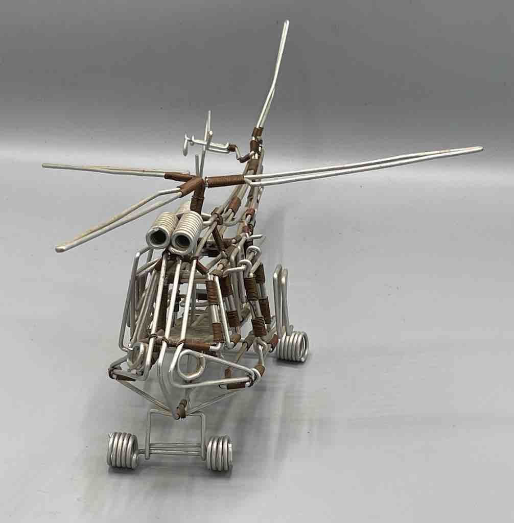 Large One of a Kind African Recycled Wire Toy Helicopter - Niger