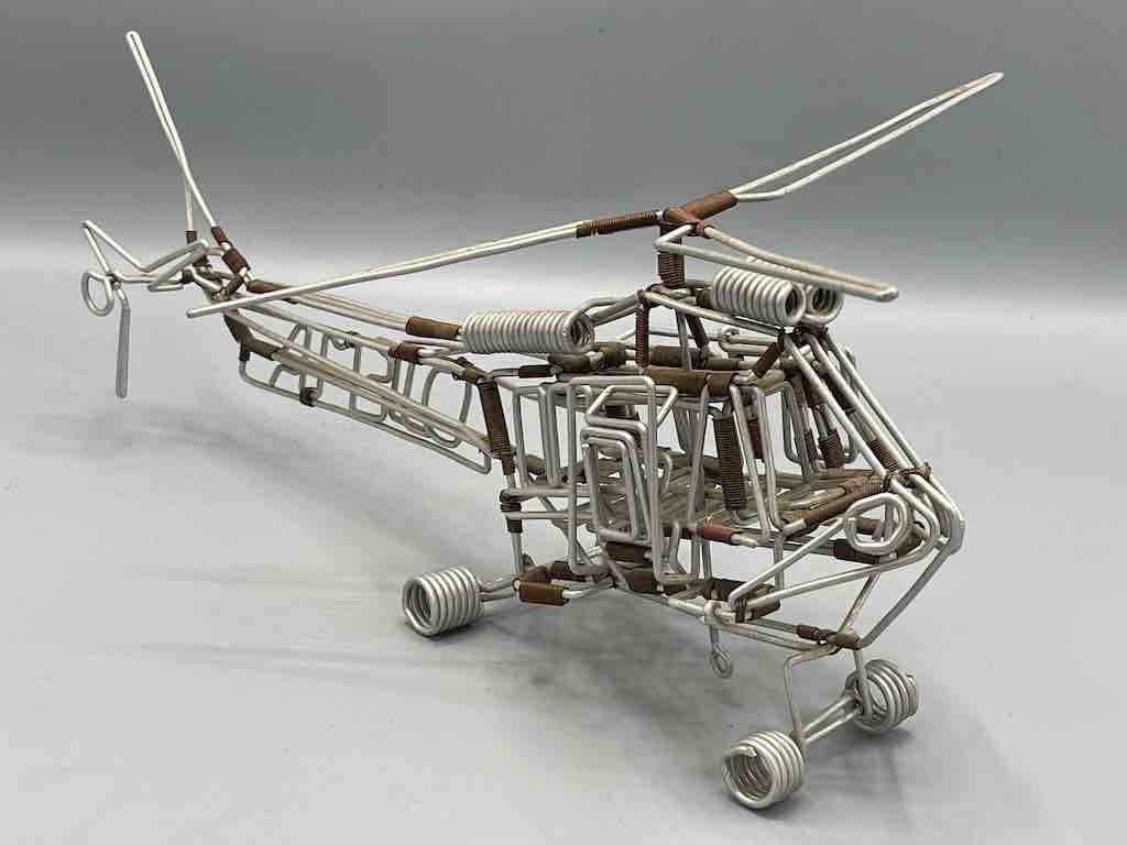 Large One of a Kind African Recycled Wire Toy Helicopter - Niger