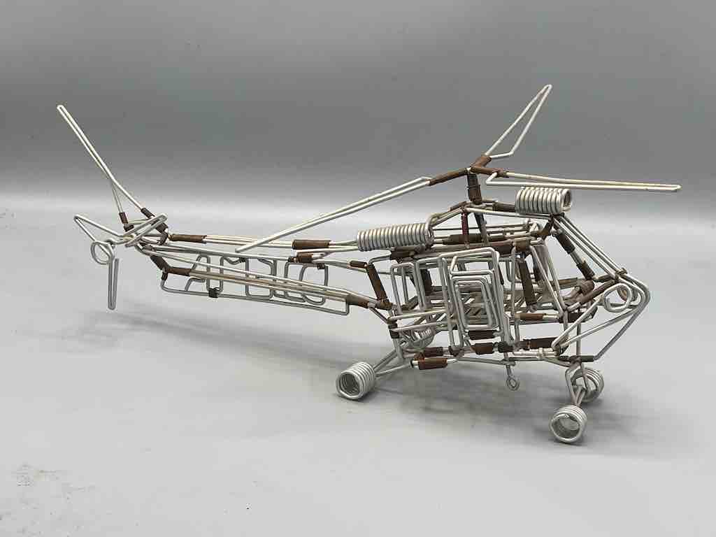 Large One of a Kind African Recycled Wire Toy Helicopter - Niger