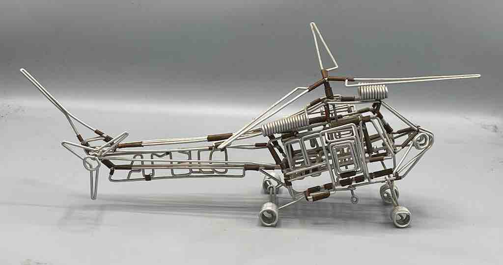 Large One of a Kind African Recycled Wire Toy Helicopter - Niger