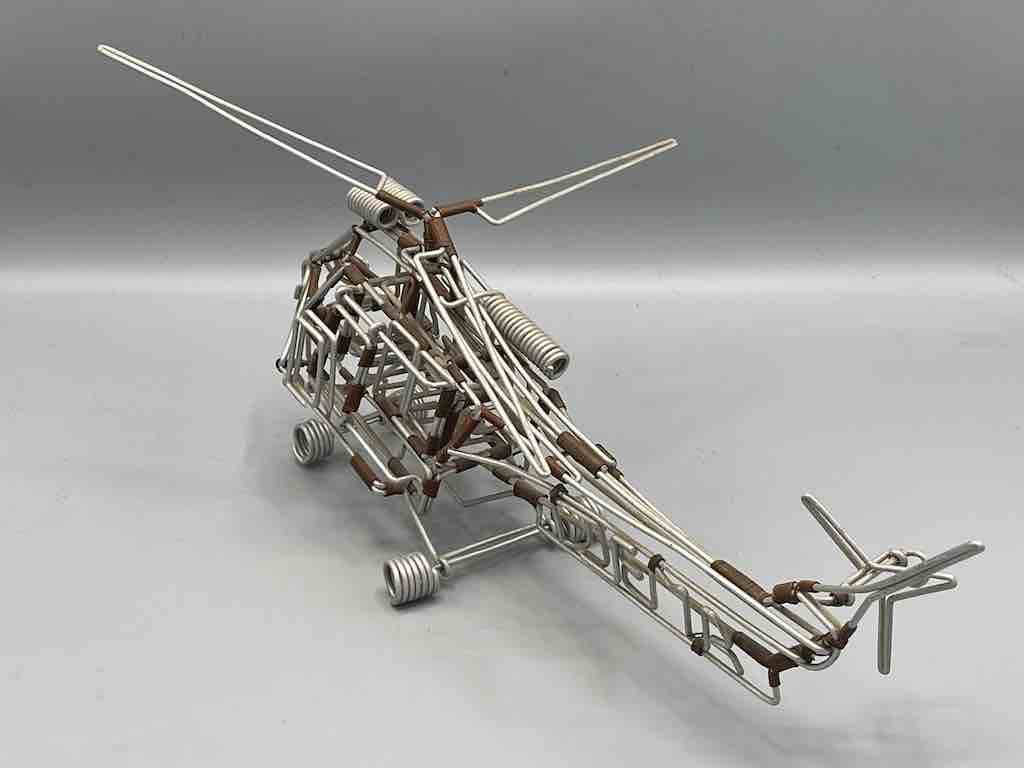 Large One of a Kind African Recycled Wire Toy Helicopter - Niger