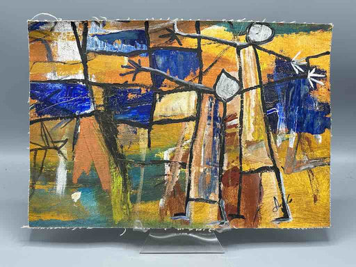 Very Stylized Couple | Small Contemporary African Painting on Canvas Frameable Art | 15 x 10"