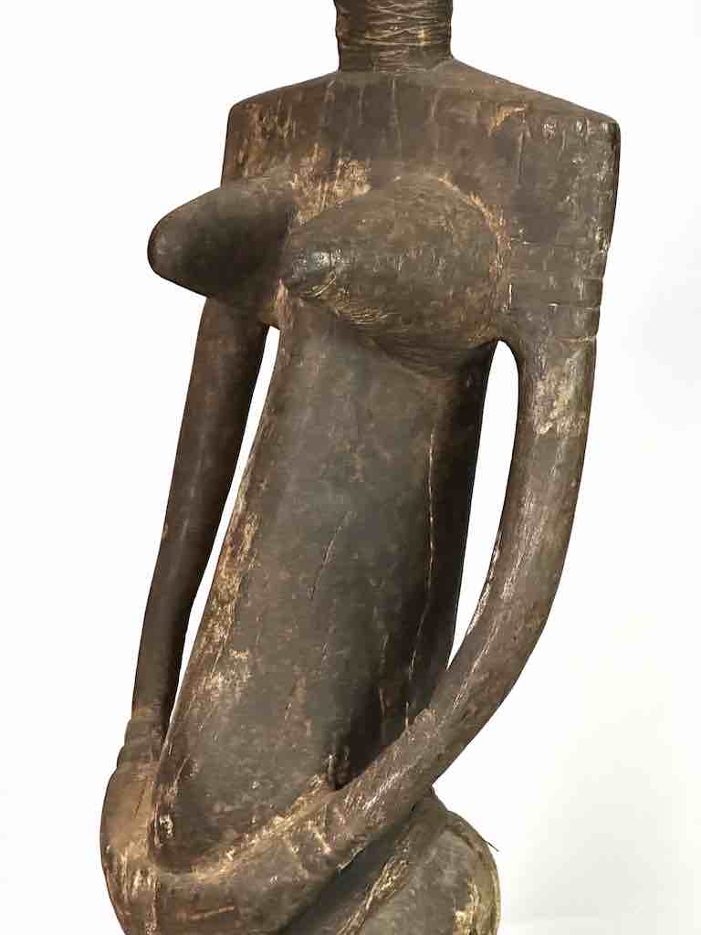 Very Old Vintage Standing Bambara Woman Spirit Statue | 33" - Mali