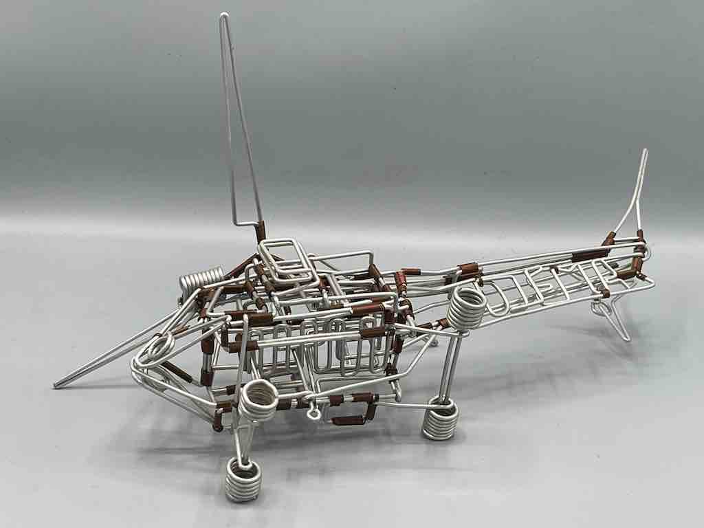 Large One of a Kind African Recycled Wire Toy Helicopter - Niger