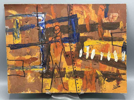 Stylized Man | Small Contemporary African Painting on Canvas Frameable Art | 15 x 11"