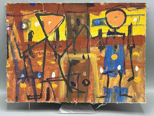 Stylized Couple | Small Contemporary African Painting on Canvas Frameable Art | 15 x 10"