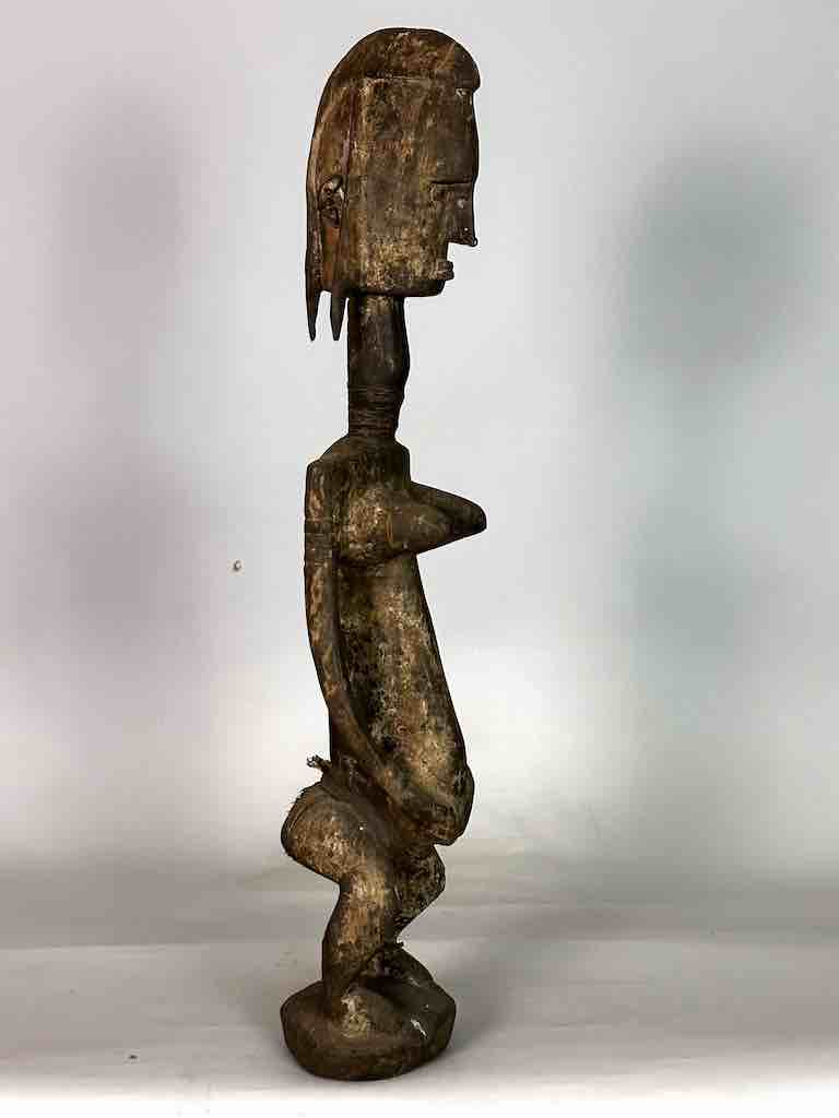 Very Old Vintage Standing Bambara Woman Spirit Statue | 33" - Mali