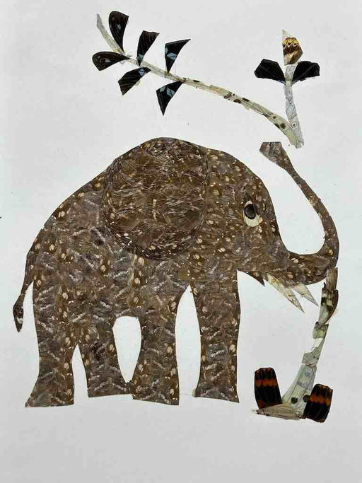 Elephant Design Real Butterfly Wing Frameable Art - Central African Republic