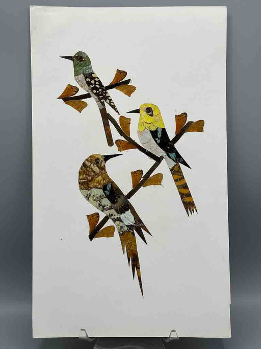 Three Tropical Birds Design Real Butterfly Wing Frameable Art - Central African Republic