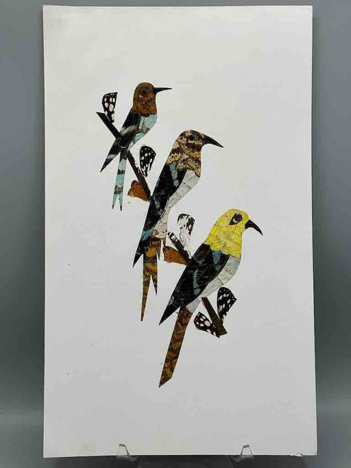 Three Tropical Birds Design Real Butterfly Wing Frameable Art - Central African Republic