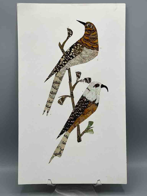 Two Tropical Birds Design Real Butterfly Wing Frameable Art - Central African Republic