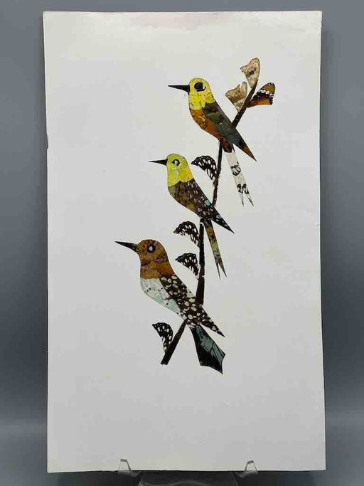 Three Tropical Birds Design Real Butterfly Wing Frameable Art - Central African Republic
