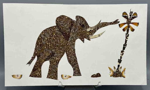 Elephant Design Real Butterfly Wing Frameable Art - Central African Republic