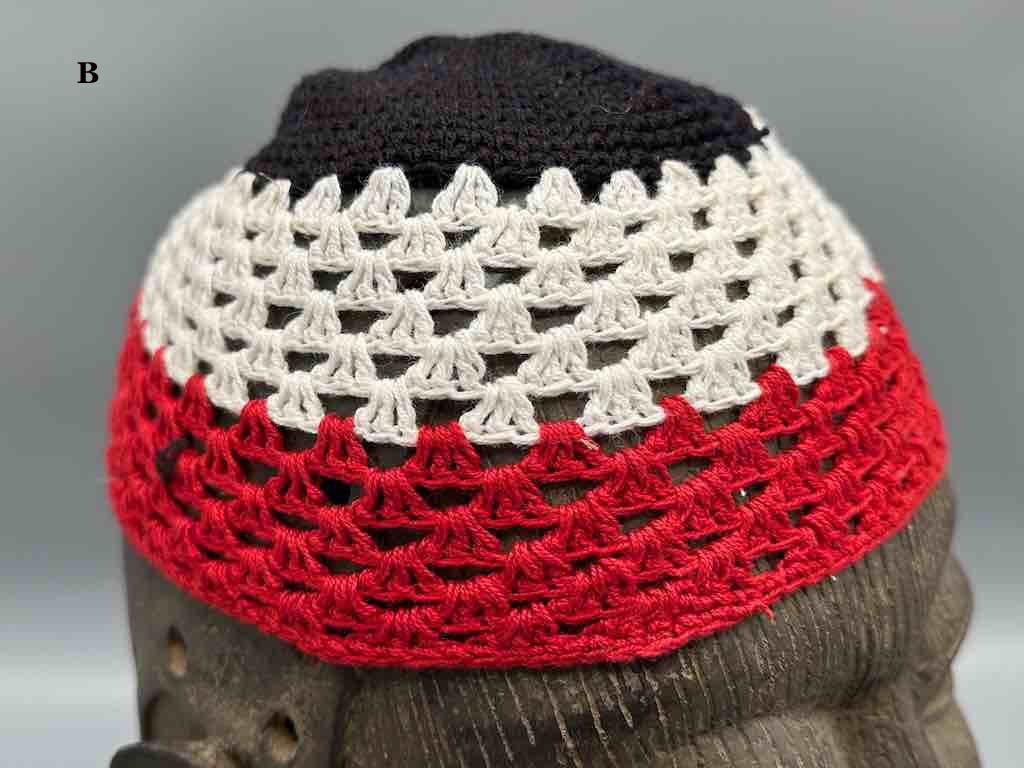 3-color 100% cotton crocheted kufi African men's hat