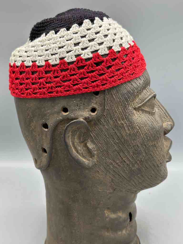 3-color 100% cotton crocheted kufi African men's hat