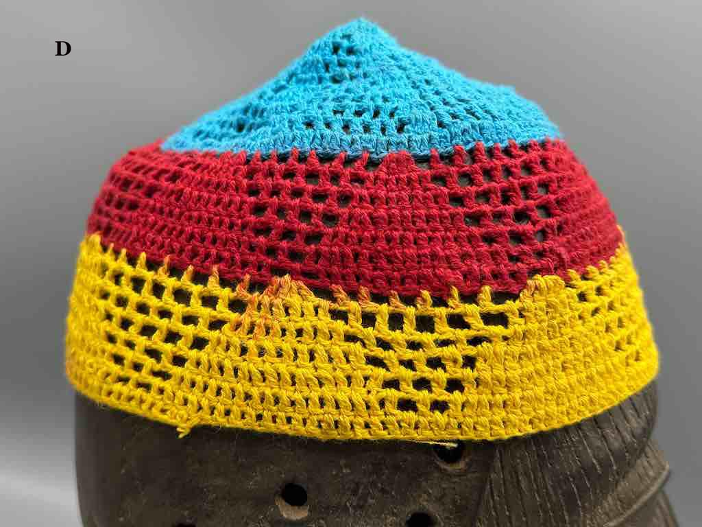 3-color 100% cotton crocheted kufi African men's hat