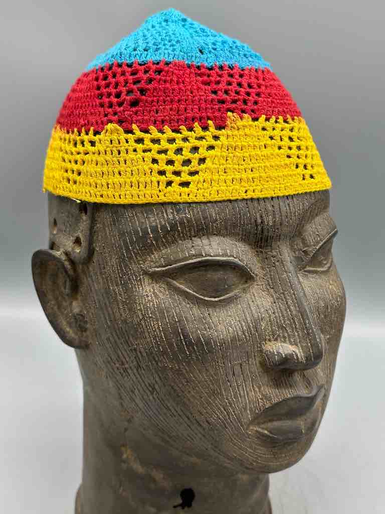 3-color 100% cotton crocheted kufi African men's hat