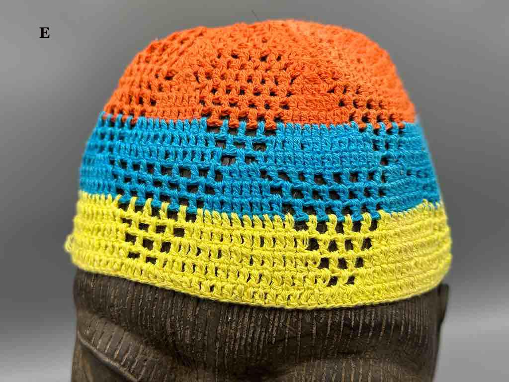 3-color 100% cotton crocheted kufi African men's hat