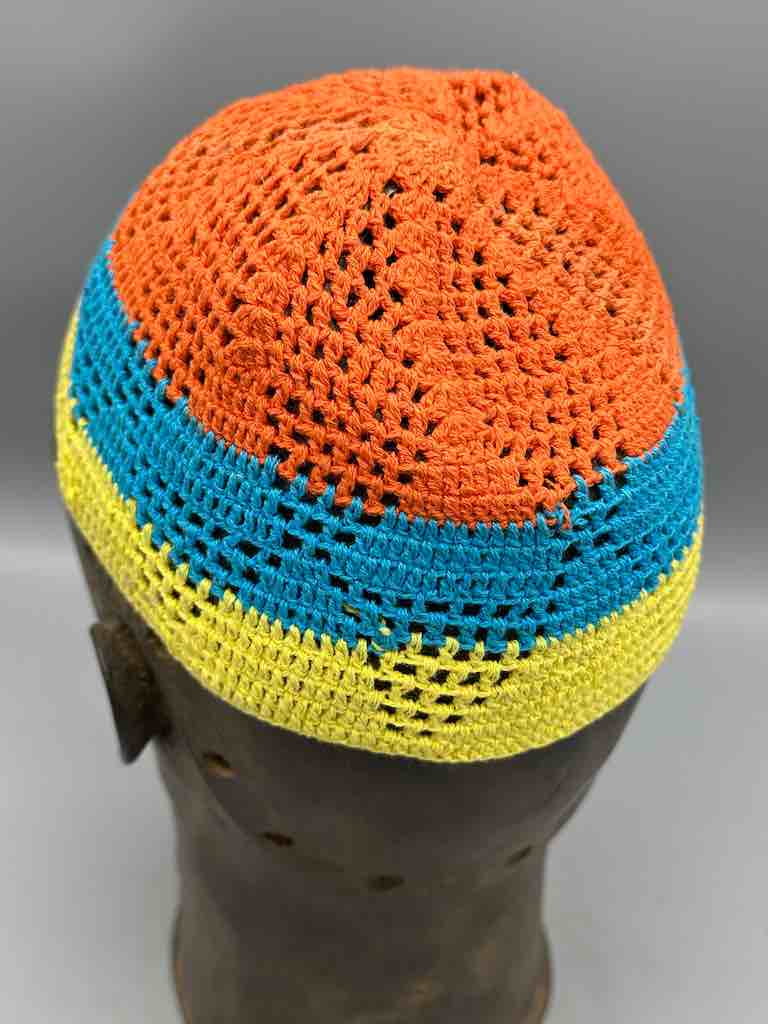 3-color 100% cotton crocheted kufi African men's hat