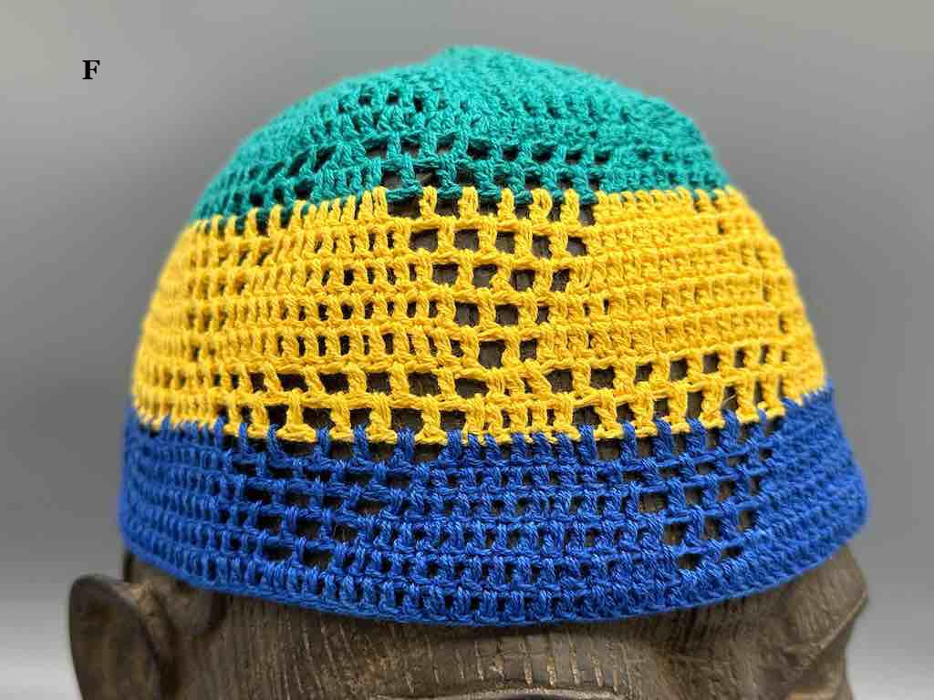 3-color 100% cotton crocheted kufi African men's hat