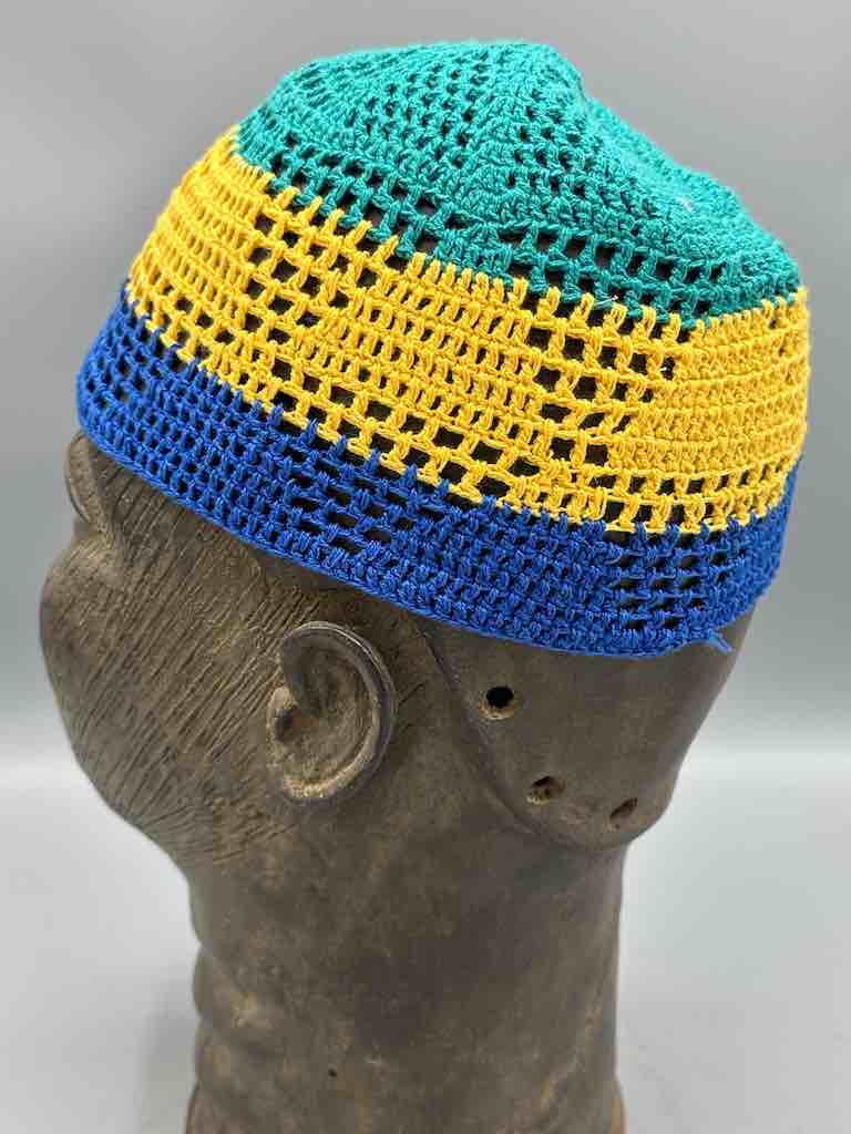 3-color 100% cotton crocheted kufi African men's hat