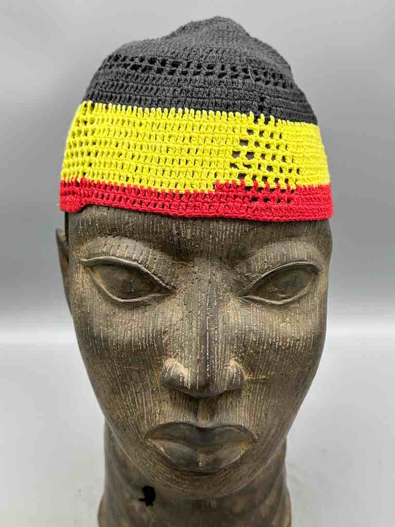 3-color 100% cotton crocheted kufi African men's hat