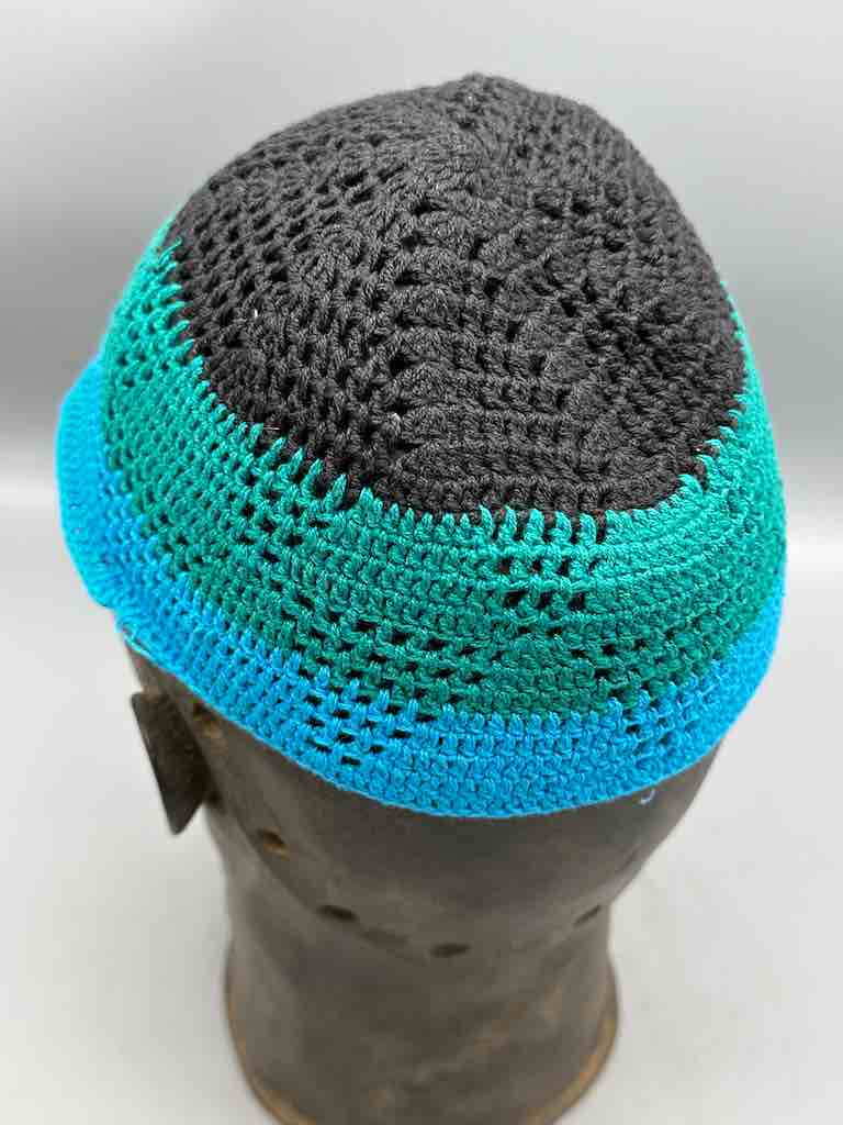 3-color 100% cotton crocheted kufi African men's hat