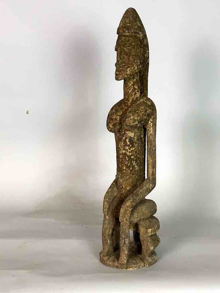 Vintage Dogon Seated Female Fetish Statue - Mali