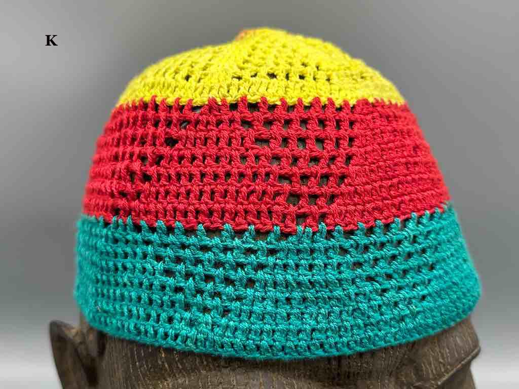 3-color 100% cotton crocheted kufi African men's hat