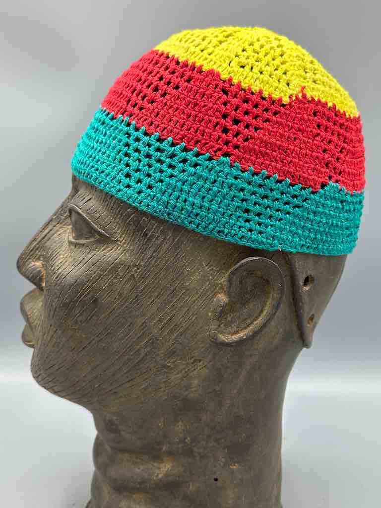 3-color 100% cotton crocheted kufi African men's hat