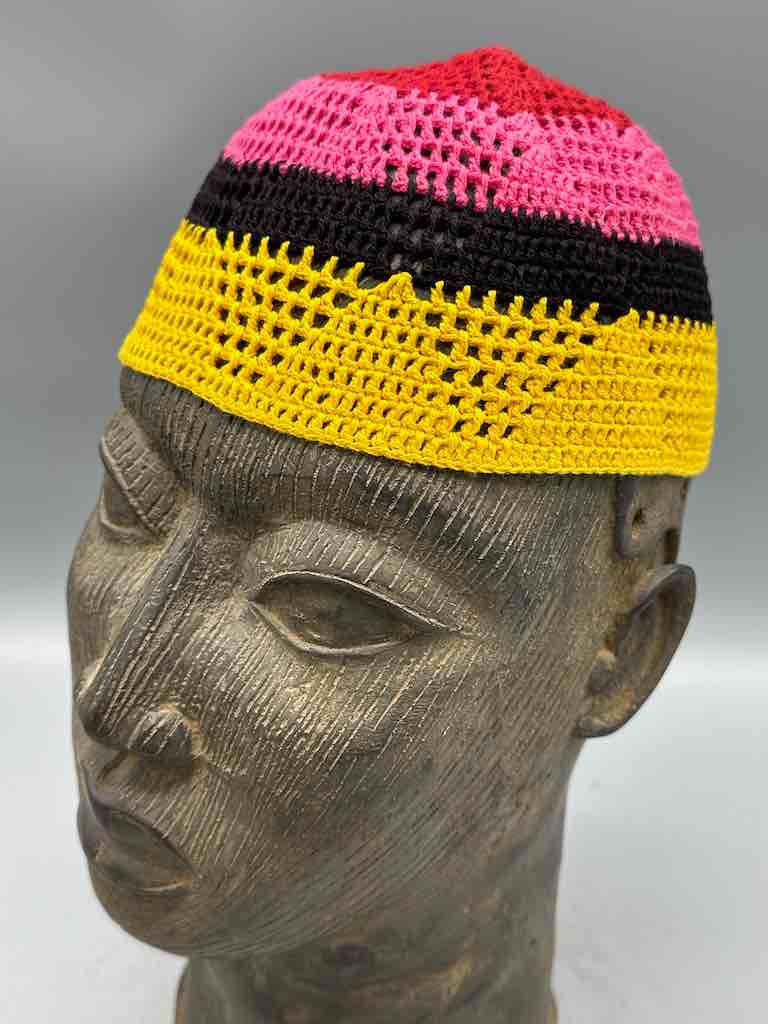 4-color 100% cotton crocheted kufi African men's hat