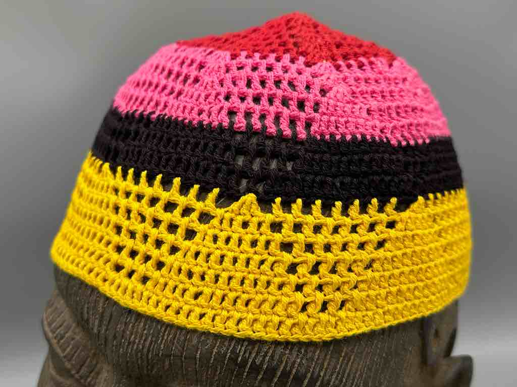 4-color 100% cotton crocheted kufi African men's hat